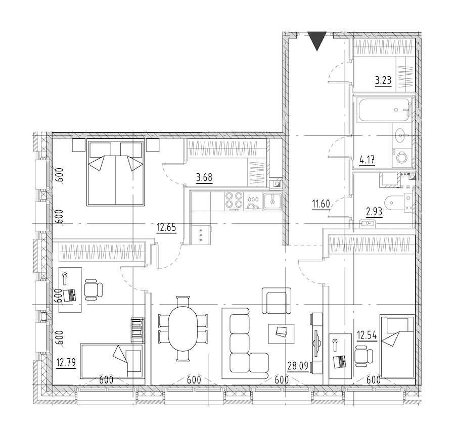 3-комнатная квартира 91.68 м², 2/9 эт., ЖК «LEGENDA Малоохтинский 68»